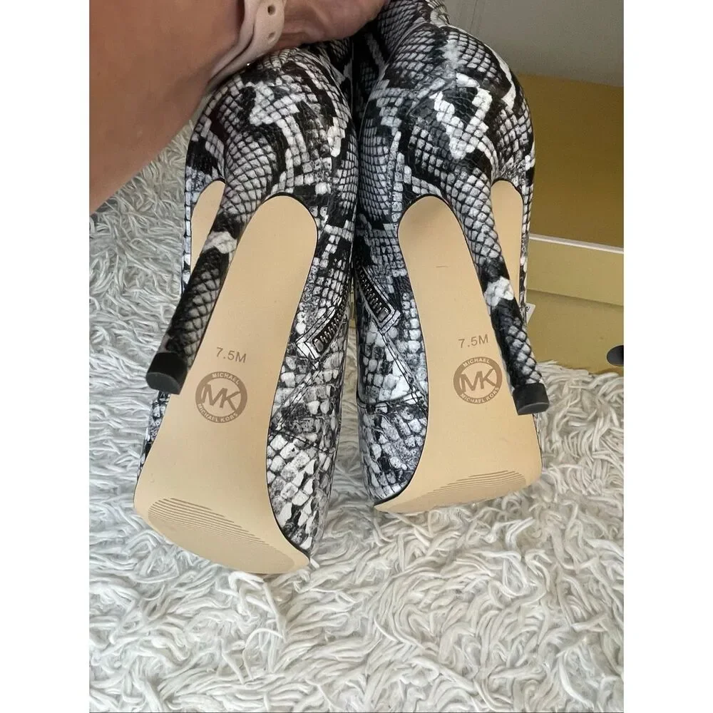 Michael Kors Rue Snake Embossed Leather Ankle Boots 7.5 NEW